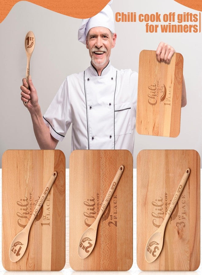 Wiwiqing 3 Set Chili Cook off Trophies Prizes Beech Cook off Spoon Chili Festival Cutting Board Champion Gift for Men Women 1st 2nd 3rd Place Award(Classic) - Image 5