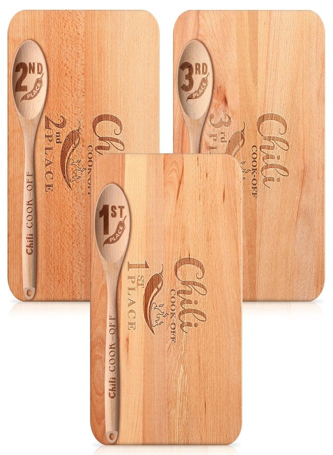 Wiwiqing 3 Set Chili Cook off Trophies Prizes Beech Cook off Spoon Chili Festival Cutting Board Champion Gift for Men Women 1st 2nd 3rd Place Award(Classic) - Image 1