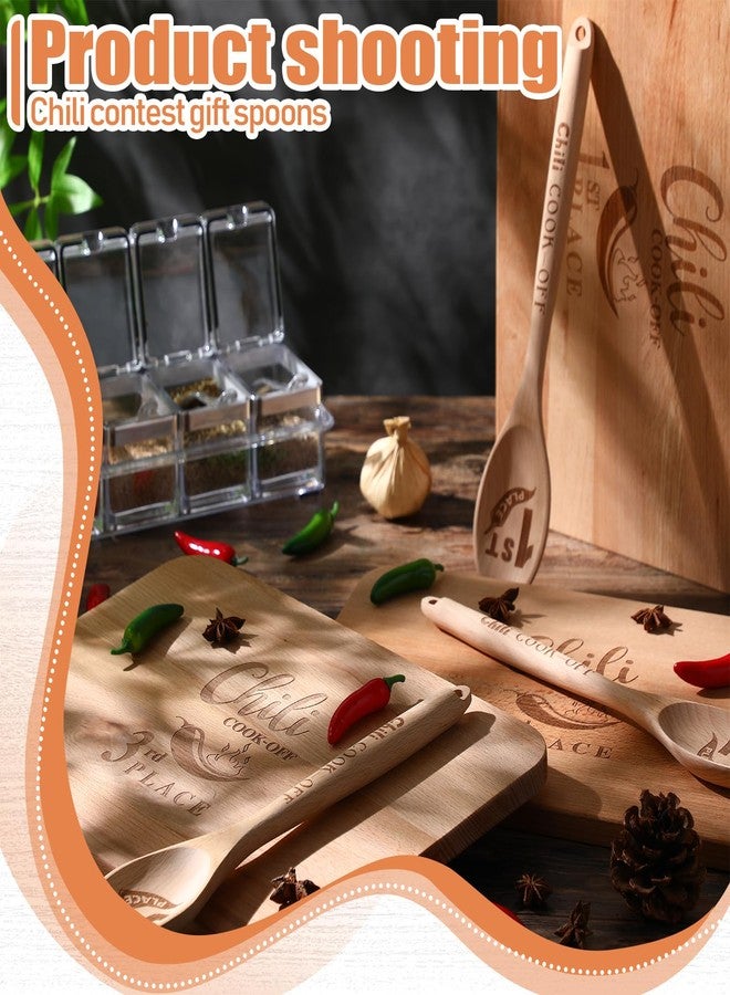 Wiwiqing 3 Set Chili Cook off Trophies Prizes Beech Cook off Spoon Chili Festival Cutting Board Champion Gift for Men Women 1st 2nd 3rd Place Award(Classic) - Image 4