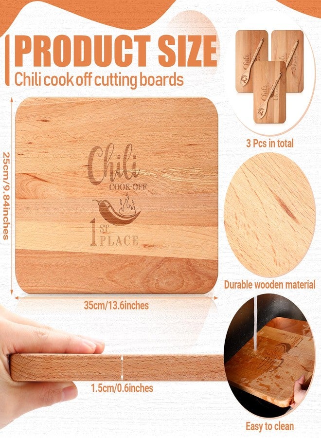 Wiwiqing 3 Set Chili Cook off Trophies Prizes Beech Cook off Spoon Chili Festival Cutting Board Champion Gift for Men Women 1st 2nd 3rd Place Award(Classic) - Image 2