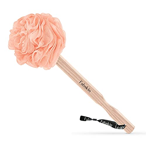 FABSKIN Luxury Bath Loofah Duo Pack | Peach | Loofah For Men and Women | Bath Brush Body Back Scrubber With Wooden Handle For Bathing With Round Loofah | Made In India (Peach) - Image 3