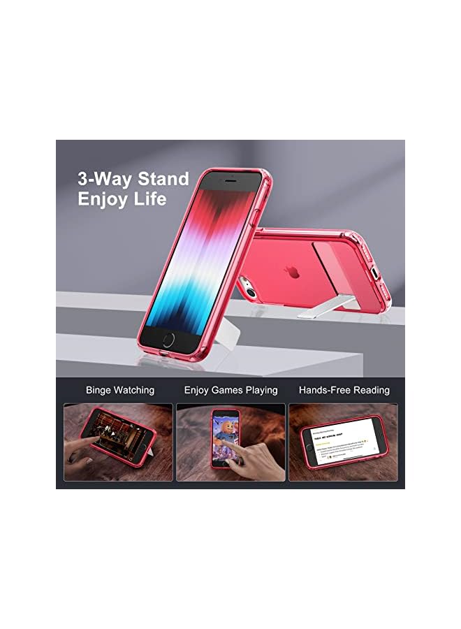 Jetech Kickstand Case For Iphone Se 3/2 (2022/2020 Edition), Iphone 8/7, 4.7-Inch, Support Wireless Charging, Slim Shockproof Bumper Phone Cover, 3-Way Metal Stand (Red) - Image 3