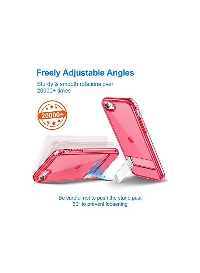 Jetech Kickstand Case For Iphone Se 3/2 (2022/2020 Edition), Iphone 8/7, 4.7-Inch, Support Wireless Charging, Slim Shockproof Bumper Phone Cover, 3-Way Metal Stand (Red) - Image 4