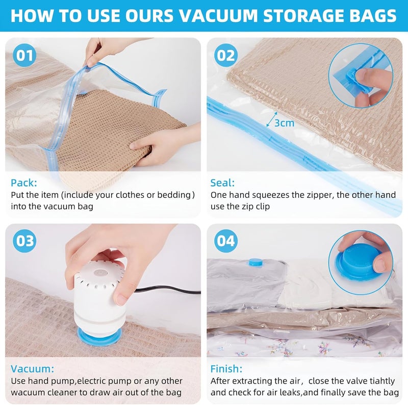 LYAROMIS 12 Pack Vacuum Storage Bags With Electric Pump,Travel Packing Organizers,Space Saver Vacuum Storage Bags (5small/ 3medium/ 2large/2jumbo),Vacuum Seal Bags For Clothing,Travel,Moving,Quilts (12Pcs) - Image 4