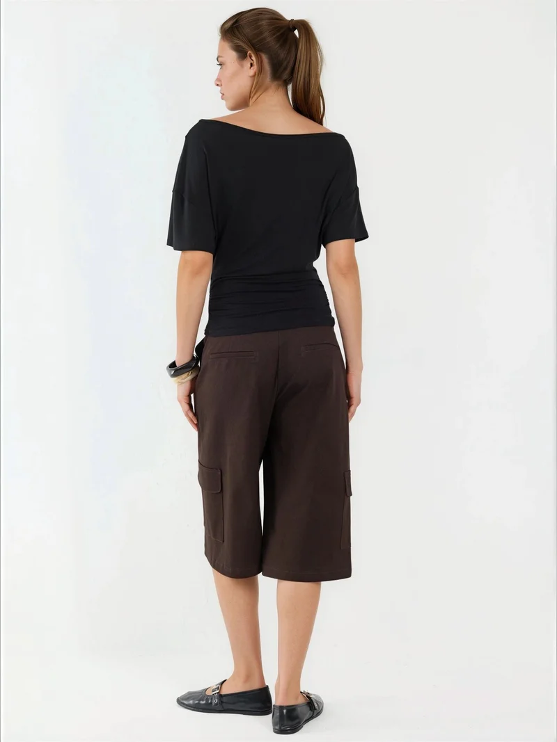 هيكاب Asymmetrical Neck Soft Viscose Knit Top