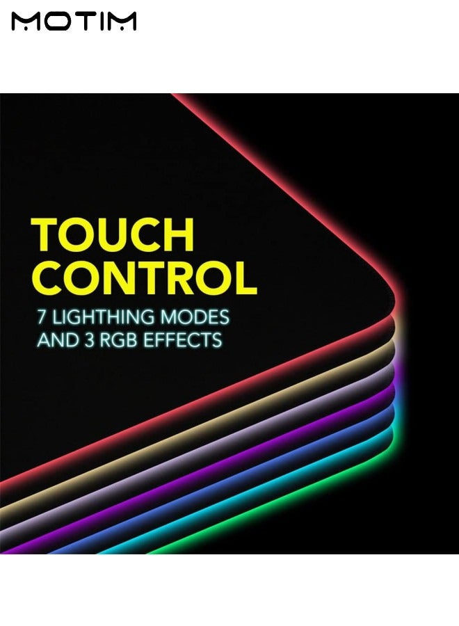 لوحة ماوس ألعاب RGB مع حصيرة ماوس LED لاسلكية سريعة الشحن 15 وات 80x30cm-4mm XL قاعدة مطاطية غير قابلة للانزلاق لوحة ماوس باد ممتدة 10 أوضاع إضاءة حصيرة لوحة المفاتيح لأجهزة الكمبيوتر المخصصة للألعاب