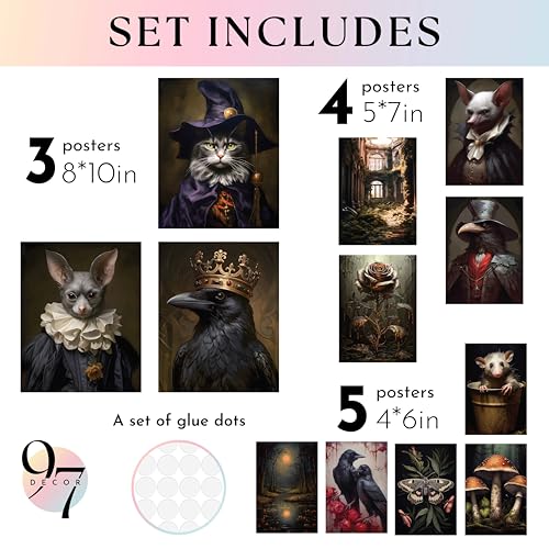 97 Decor Whimsigoth Home Decor Dark Gothic Posters Goth Room Decor Aesthetic Pictures Gothic Nature Wall Art Halloween Prints Black Raven Wall Decor or Home Bedroom 8x10 Unframed - Image 3