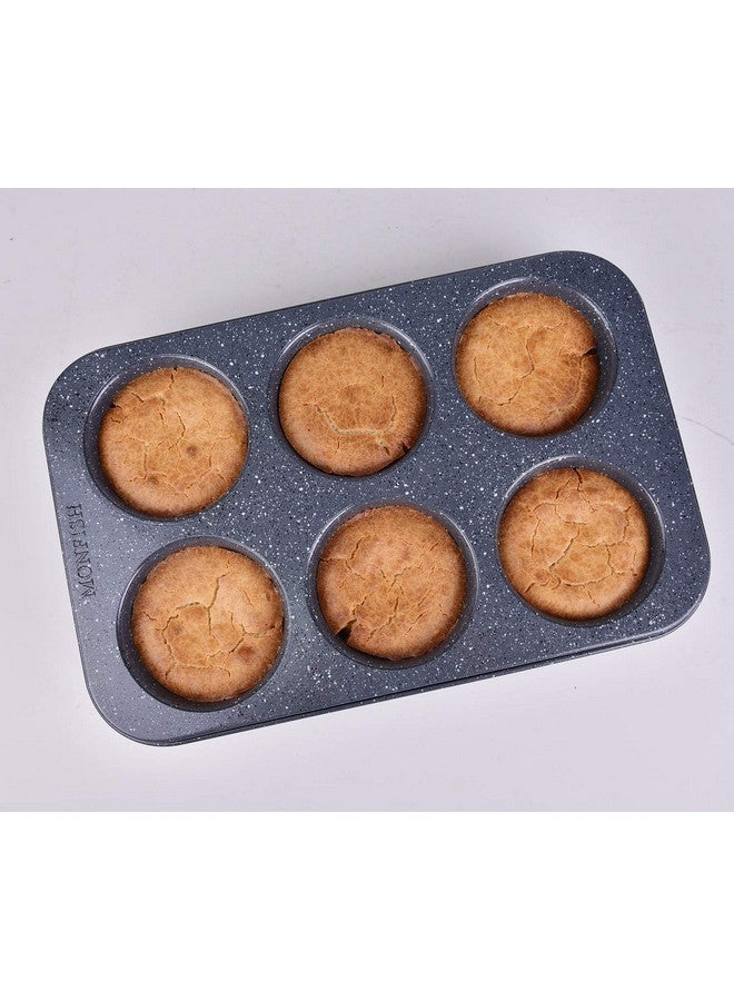Monfish 2PCS Deep Jumbo Muffin Pan 6 Cup Carbon Steel Black Stone non Stick Coating Muffin Tin 3.5diax3 cup - Image 3