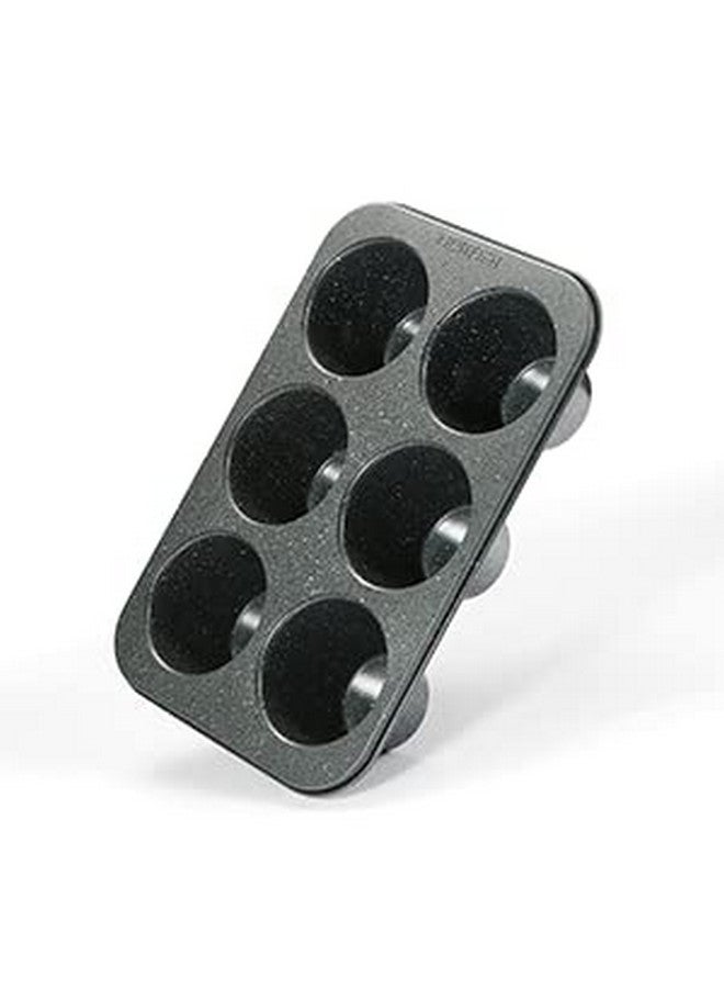Monfish 2PCS Deep Jumbo Muffin Pan 6 Cup Carbon Steel Black Stone non Stick Coating Muffin Tin 3.5diax3 cup - Image 2