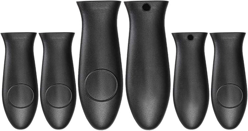 kulusion Silicone Hot Handle Holder Small Cast Iron Handle Cover Skillet Handle Cover Griddle Cover Cookware Handles Cover for Frying Pans & Griddles Sleeve Grip Handle Cover Small & Large Black 6 Pcs - Image 1