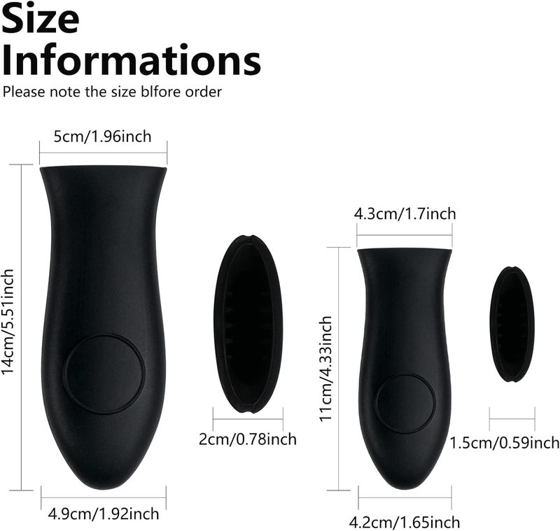 kulusion Silicone Hot Handle Holder Small Cast Iron Handle Cover Skillet Handle Cover Griddle Cover Cookware Handles Cover for Frying Pans & Griddles Sleeve Grip Handle Cover Small & Large Black 6 Pcs - Image 3