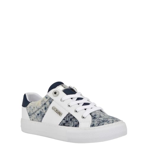 GUESS Women's Loven3 Sneaker, White/Blue 171, 8 - Image 1