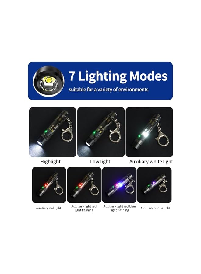 S-TOP Rechargeable Mini LED Flashlight, Keychain High Lumen Pocket Whistle Flashlight, Lightweight Handheld Flashlights for Hiking Camping Party Favors - Image 3