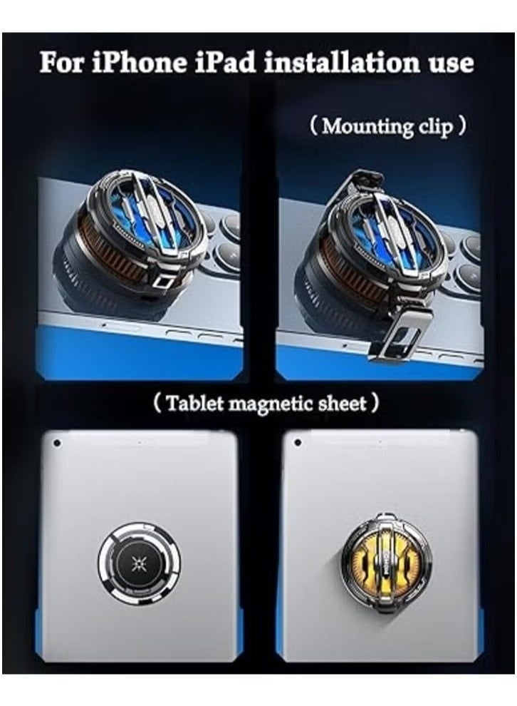 ميمو مروحة تبريد CX07 للهواتف بقوة 15 وات، مبرد مغناطيسي للهواتف والأجهزة اللوحية وأجهزة الكمبيوتر المحمولة، تبريد سريع بقوة 15 وات للألعاب، حامل معدني، تبديد فعال للحرارة للأجهزة، أسود - Image 4