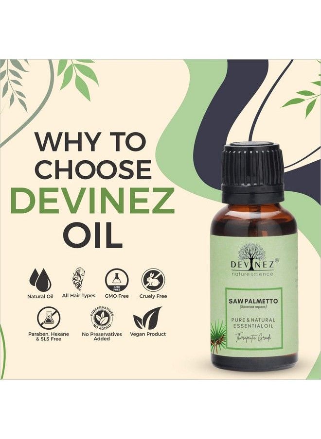 Devinez Saw Palmetto Certified Oil 10Ml (Serenoa Repens) 100% Pure Natural & Undiluted Therapeutic Grade For Skin & Hair Care With Glass Dropper & Glass Bottle  - Image 3