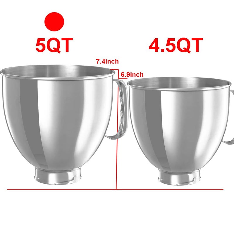 JOYSTAR 5 QT Stainless Steel Mixer Bowl or parts Compatible With KITCHENAID TILT-HEAD STAND MIXERS 4.5-Quart (4.3 L) And 5-Quart (4.7 L) (5QT bowl) - Image 3