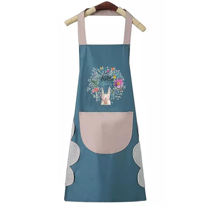 EXPORTTANZA Cute Cartoon Waterproof Apron Two Sides Coral Fleece Hand Wipeable Apron Kitchen Supplies Pack of 1 - Image 1