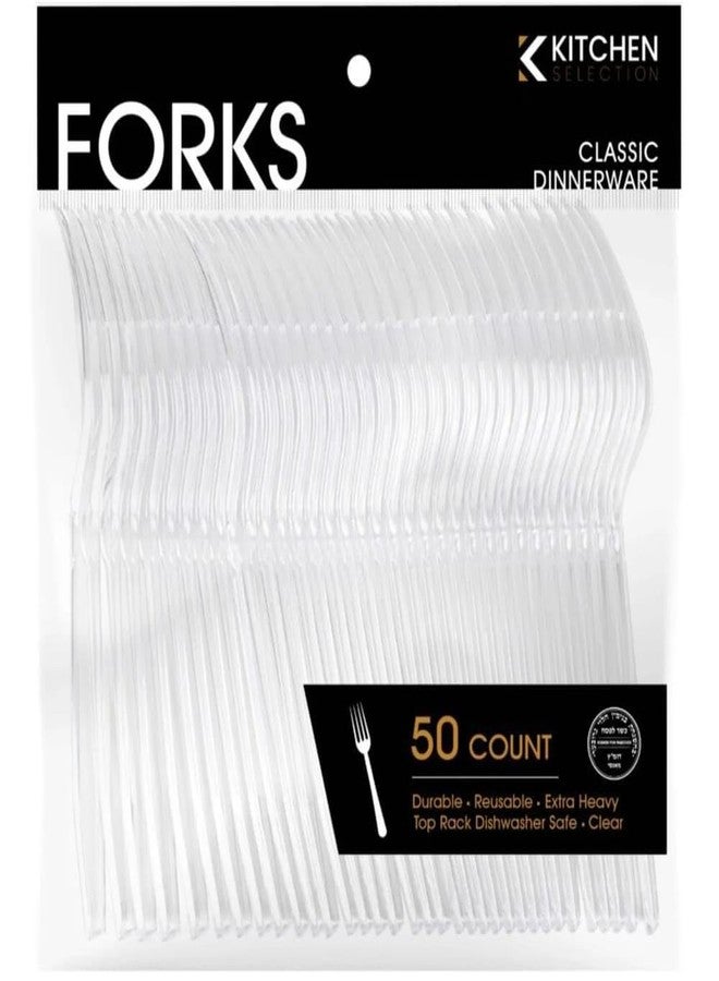 Blue Sky Premium Disposable Clear Plastic Forks (50 Count) | Transparent, Durable, and Convenient for Parties, Events, and Everyday Use - Image 2