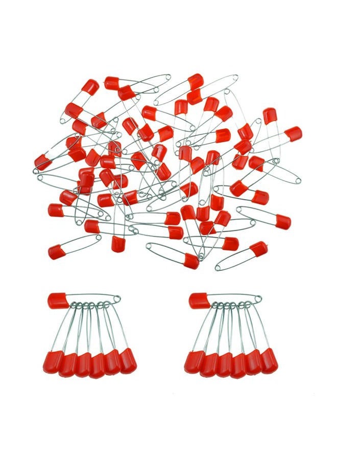 SaktopDeco Red Plastic Safety Pins 2.1 Inch Diaper Pins for Handcrafts DIY Sewing Art Craft Pin Pack of 60 - Image 1