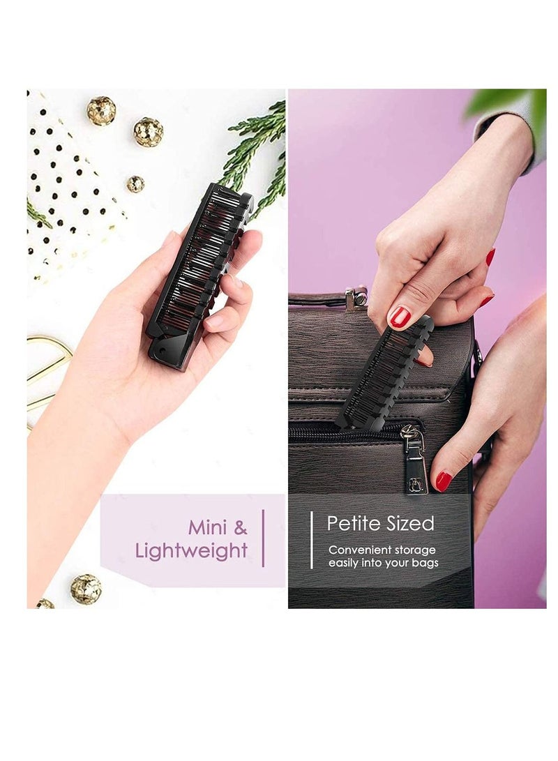 NIBEMINENT Black Carbon Barber Fibre Metal-Pin Tail Comb & Cutting Grip Set Anti-static Fine Hairdressing Master Portable Travel Folding Hair Brush - Image 5