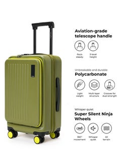 Mokobara MOKOBARA The Transit Cabin Pro Luggage Small Cabin Size Poly-Carbonate Hard Sided 8 Hinomoto Wheels Suitcase for Travelling (So Matcha Limeray 2.0)  - Image 4