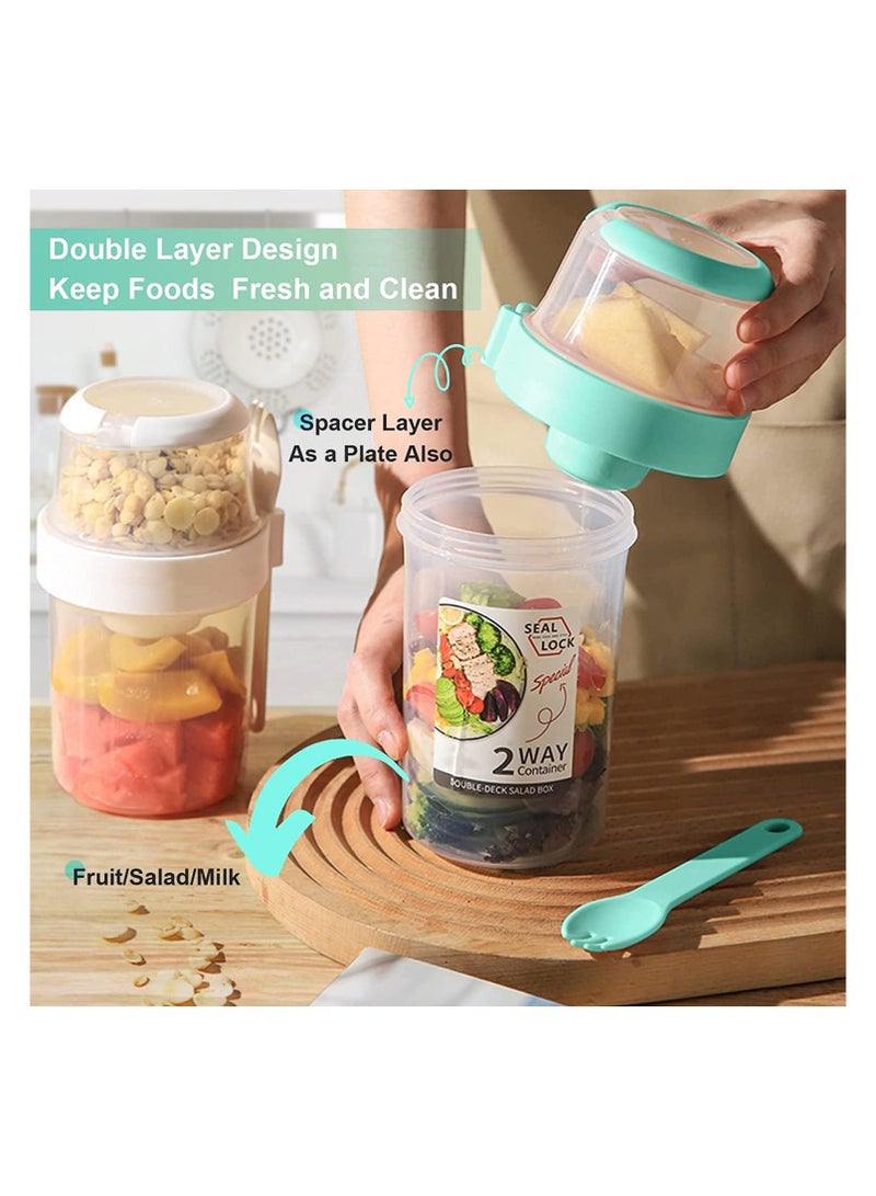 كيلا كوب سلطة خفيف محمول، تصميم مزدوج الطبقة، محكم الغلق ومضاد للتسرب، أداة إفطار صحية لا غنى عنها لموظفي المكاتب والطلاب - Image 4