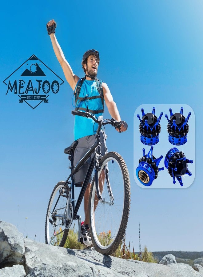 MEAJOO مجموعة أغطية صمامات إطارات السيارات من ميجو، 4 قطع، مزينة بأحجار كريستالية ماسية، أغطية صمامات إطارات سيارات عالمية ذات قلب نحاسي للسيارات وسيارات الدفع الرباعي والشاحنات والدراجات والدراجات النارية والدراجات الهوائية (أزرق وأسود) - Image 4