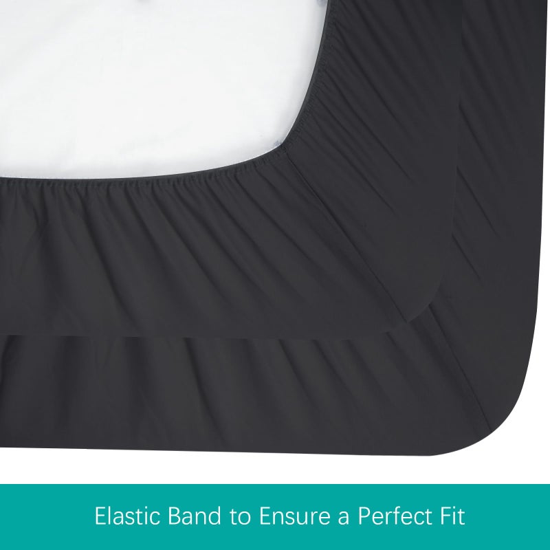 Biloban Crib Sheets Fitted, 2 Pack Crib Sheet Fits for Standard Crib Mattress, Neutral Toddler Bed Sheets for Baby Boys and Girl, Black, 52â€X 28â€ - Image 4