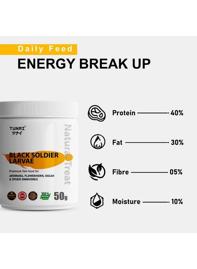 يرقات ذبابة الجندي الأسود Bsfl | 50 جرام | 60 ضعف الكالسيوم من ديدان الوجبة، طعام أسماك غني بالبروتين بنسبة 40% لسمكة أوسكار، والأروانا، والزهرة، والسلحفاة البالغة، والسلحفاة، 1 قطعة - Image 5