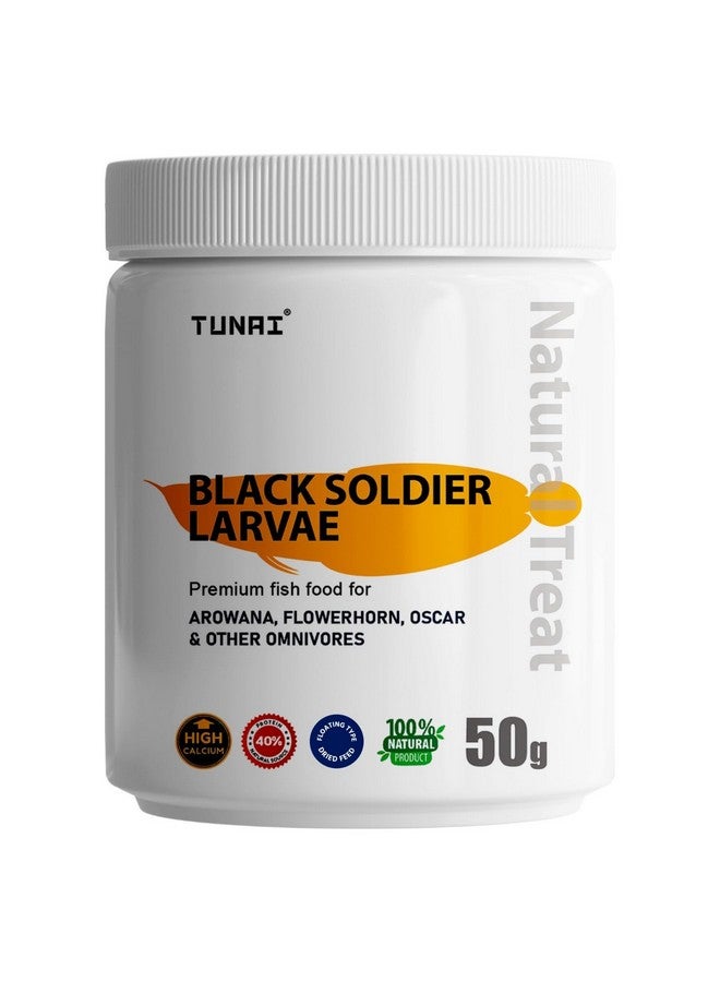 يرقات ذبابة الجندي الأسود Bsfl | 50 جرام | 60 ضعف الكالسيوم من ديدان الوجبة، طعام أسماك غني بالبروتين بنسبة 40% لسمكة أوسكار، والأروانا، والزهرة، والسلحفاة البالغة، والسلحفاة، 1 قطعة - Image 1