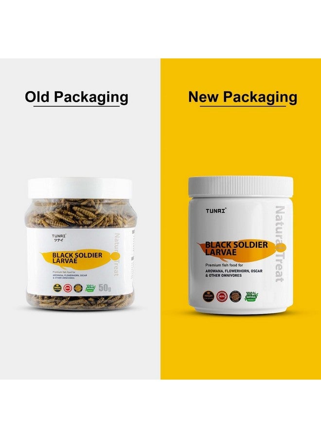 يرقات ذبابة الجندي الأسود Bsfl | 50 جرام | 60 ضعف الكالسيوم من ديدان الوجبة، طعام أسماك غني بالبروتين بنسبة 40% لسمكة أوسكار، والأروانا، والزهرة، والسلحفاة البالغة، والسلحفاة، 1 قطعة - Image 2