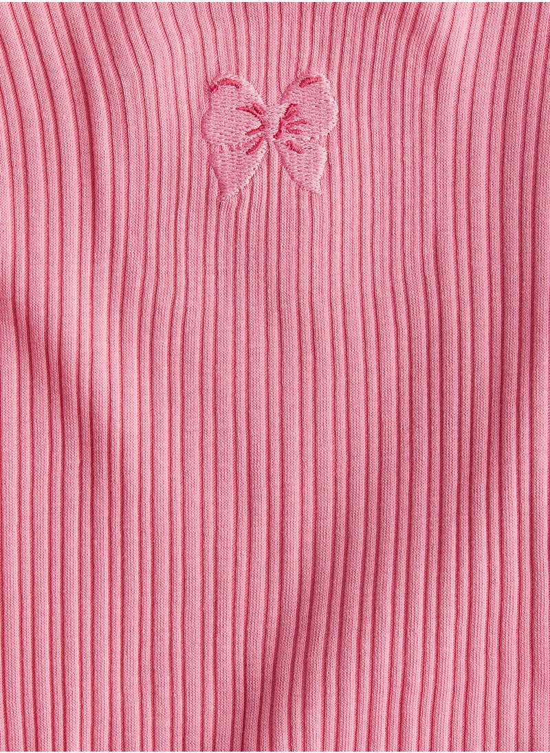 H&M Overlock-Detail Cotton Top