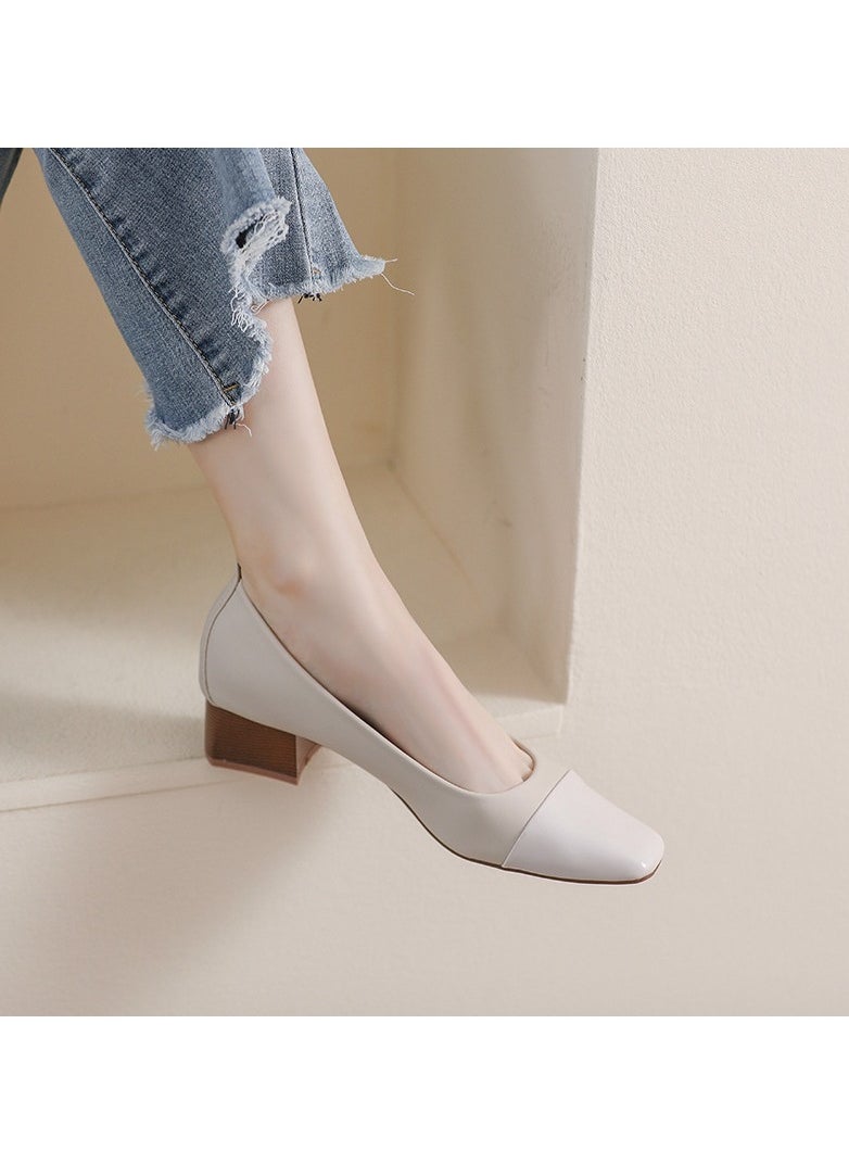 KUYING Single Shoe Women's Thick Heel Versatile Shoes  - Image 1