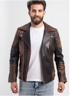 Generic Elegant natural leather jacket with excellent closure, high-quality material, havan brown color  - Image 1