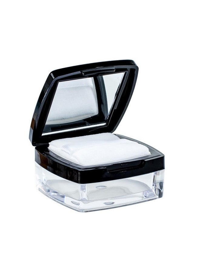 Quupy Empty Black Square 10Ml Make-Up Loose Powder Container Case With Mirror Sifter Lid And Powder Puff Glitter Powder Foundation Cosmetic Box Jar For Home And Travel - Image 1