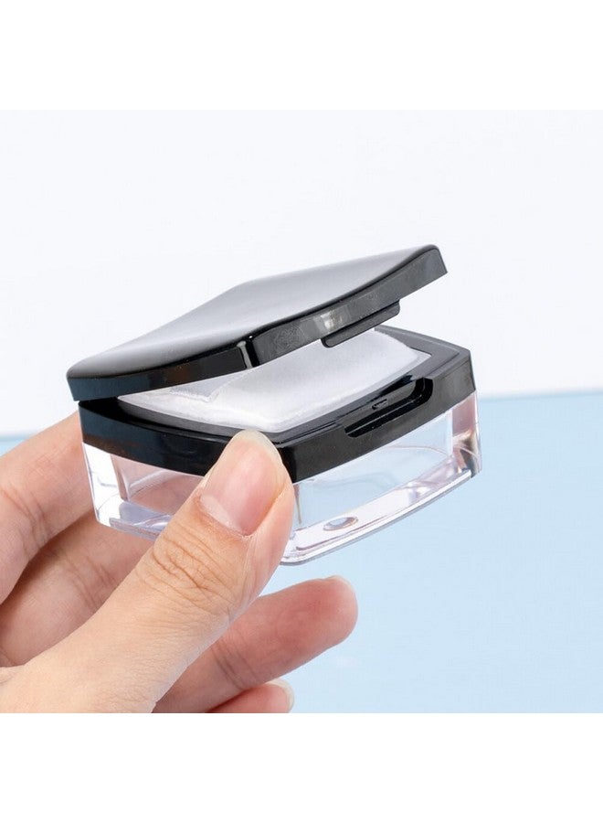 Quupy Empty Black Square 10Ml Make-Up Loose Powder Container Case With Mirror Sifter Lid And Powder Puff Glitter Powder Foundation Cosmetic Box Jar For Home And Travel - Image 5