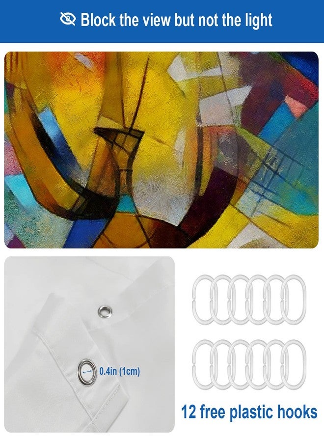 Shrahala Abstract Modern Art Pastel Decorative Curtain, Alternative Reproductions of Famous Paintings by Picasso, 72x72 Inch Waterproof Bathroom Shower Curtain - Image 5