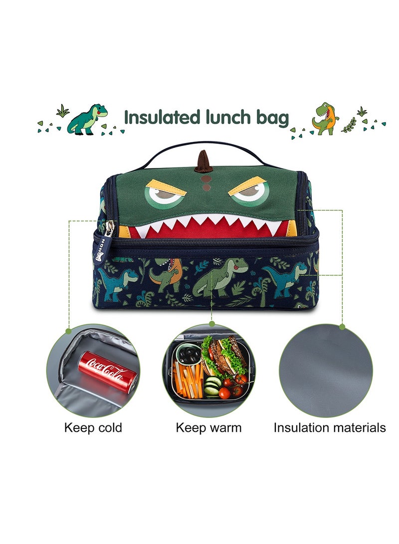 Nohoo Kids Insulated Lunch Bag Dino - Green - Image 4
