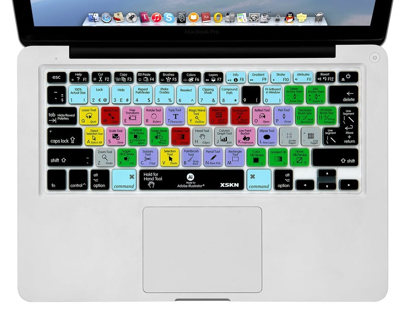XSKN Adobe Illustrator Shortcuts Keyboard Skin Silicone AI Hotkeys Keyboard Cover for MacBook Air 13 & MacBook Pro 13 15 17, Retina (US/European ISO Keyboard) - Image 2