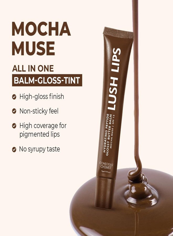 Conscious Chemist® Peptide Lip Balm SPF15 - Mocha Muse | 24 hr Hydration & Moisturizing Lip Balm for Dark & Pigmented Lips | Sun Protection | Soothes Dry Lips & Repair Moisture Barrier - 15g, Brown - Image 4