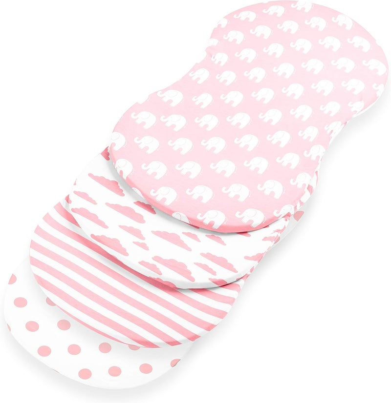 BaeBae Goods Elephants Collection Bassinet Pad Cover Set - 4 Pack of 100% Jersey Knit Cotton Sheets - Image 5