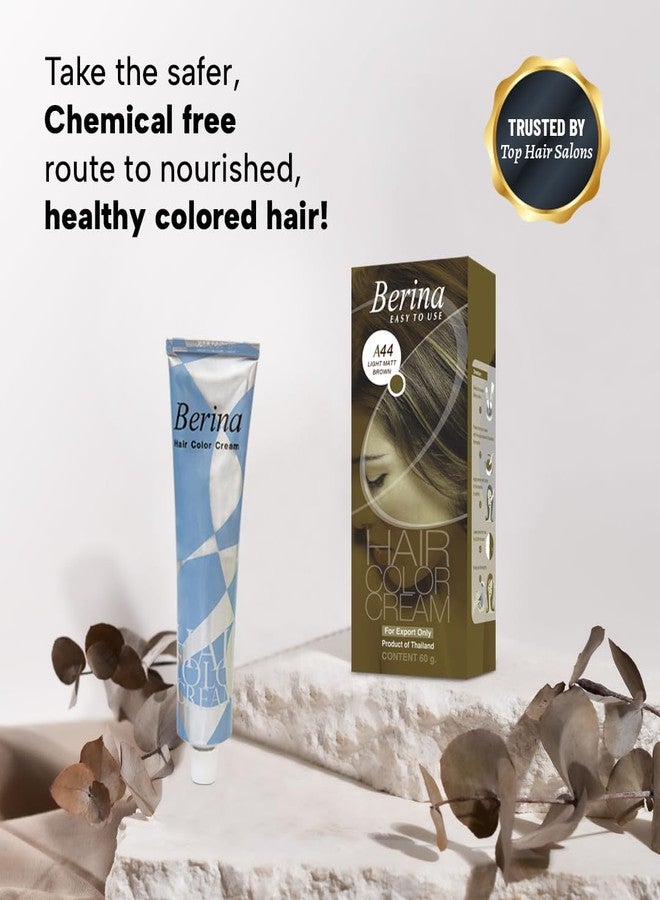 Berina Professional | Permanent Hair Color Cream | 60gm | A44 Light Matt Brown | Long Lasting Color - Image 2