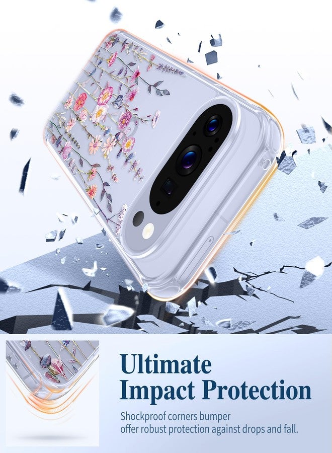 GVIEWIN for Google Pixel 10 Case/Pixel 10 Pro Case with Screen Protector, [Military Grade Drop Protection] Non Yellowing Clear Floral Slim Phone Cover for Women 2025 6.3" (Floratopia/Colorful) - Image 4