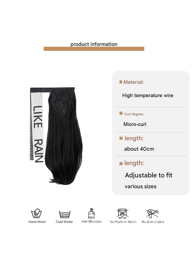 Ssovi Elegant Ponytail Hair Extension with Scarf 40cm Slightly Curly Clip-in Style for Personalized Fashion - Image 4