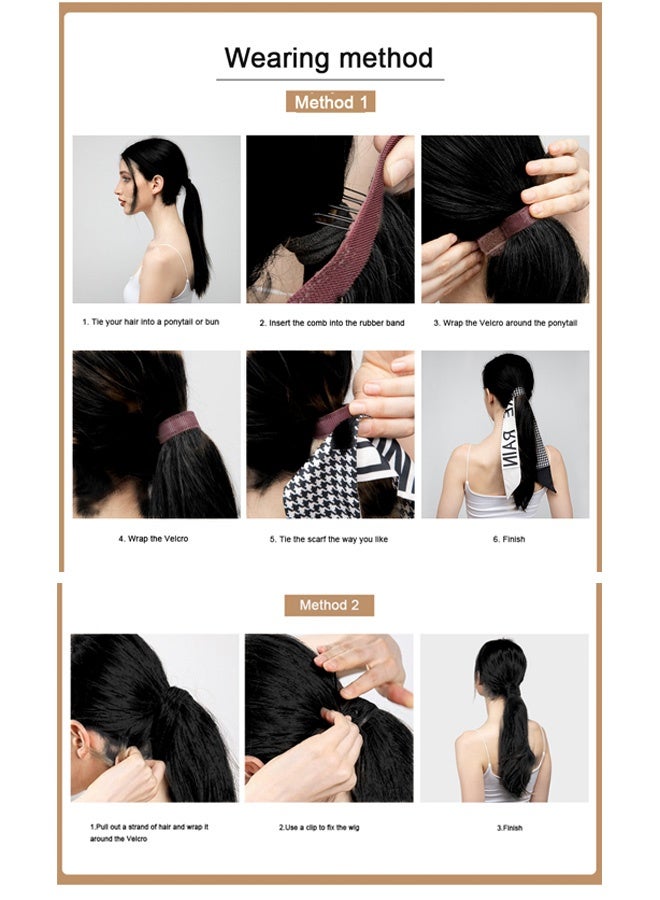 Ssovi Elegant Ponytail Hair Extension with Scarf 40cm Slightly Curly Clip-in Style for Personalized Fashion - Image 5