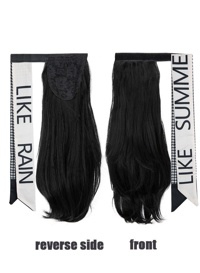 Ssovi Elegant Ponytail Hair Extension with Scarf 40cm Slightly Curly Clip-in Style for Personalized Fashion - Image 2