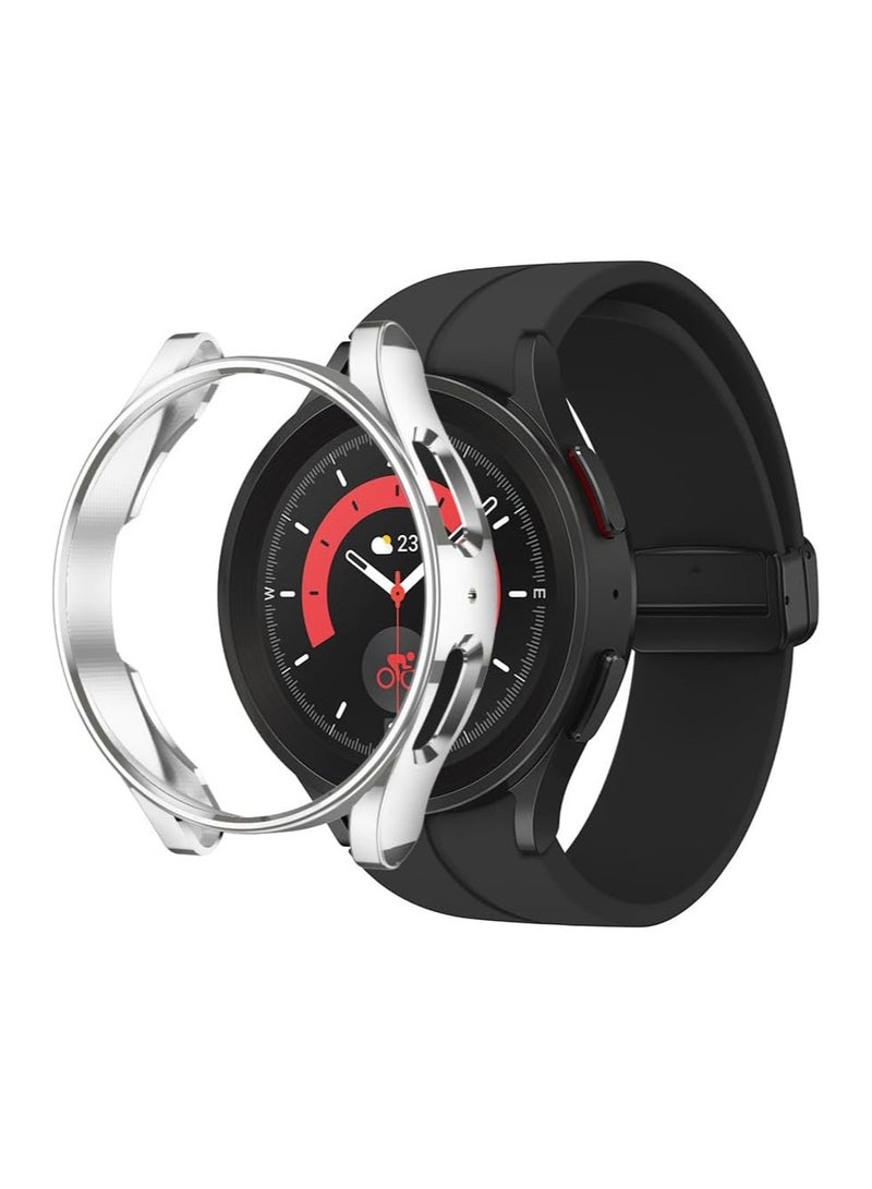 ELMO3EZZ Compatible with Samsung Galaxy Watch 5 Pro 45MM Case, Soft TPU Shockproof Protective Case Cover for Samsung Galaxy Watch 5 Pro 45MM (Silver) - Image 1