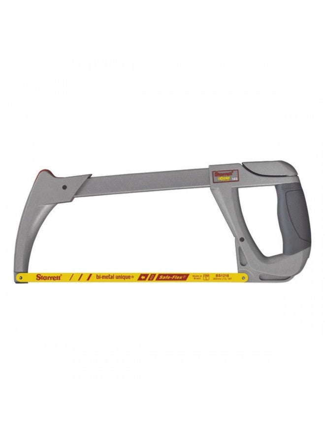 Starrett High Tension Hacksaw Frame with Bi-Metal Unique High-Speed Steel Safe-Flex Hacksaw Blade - 28000 PSI Tension, 4.3/8" Throat Depth, 12" Blade Length - K145 - Image 1