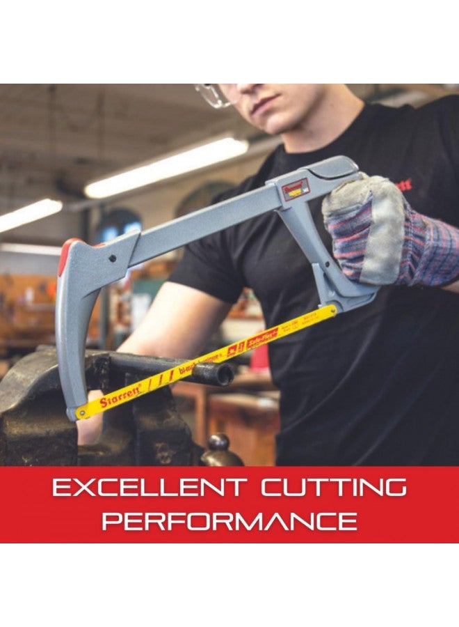 Starrett High Tension Hacksaw Frame with Bi-Metal Unique High-Speed Steel Safe-Flex Hacksaw Blade - 28000 PSI Tension, 4.3/8" Throat Depth, 12" Blade Length - K145 - Image 4