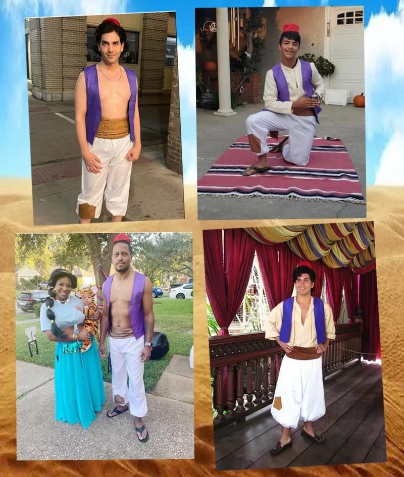 Ainiel Men’s Arab Prince Costume Suits Party(XL) White - Image 5